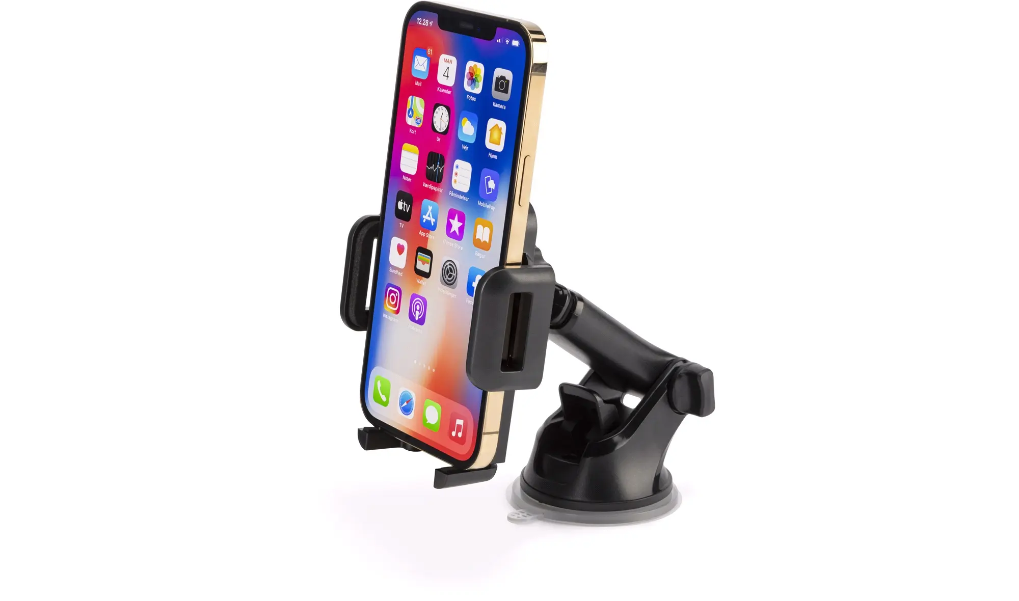 Mobilholder med arm og sugekop